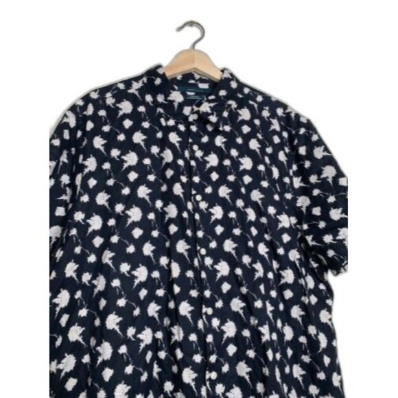 Perry Ellis Men's Dandelion Print Linen Short Sleeve Button-Down Shirt, XXLarge - Picture 3 of 9